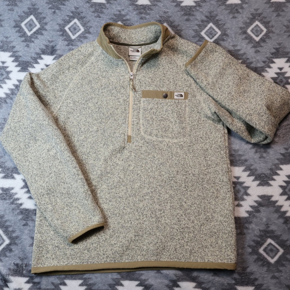 The North Face Gordon Lyons Quarter Zip Pullover Oatmeal Heather Mens Medium